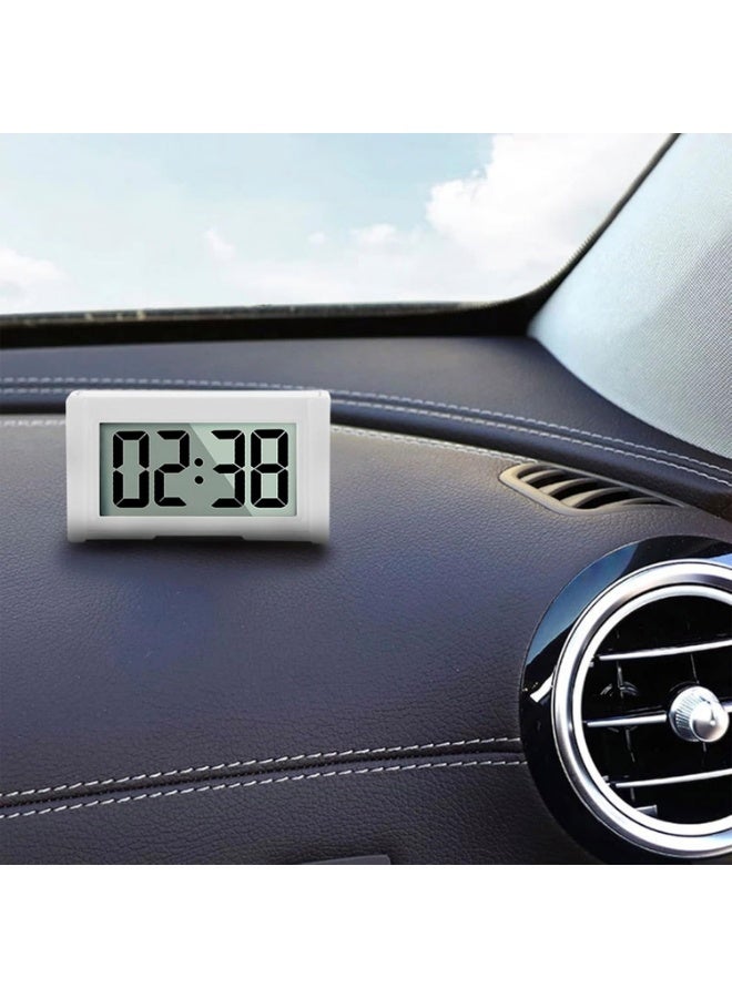 Meetion 6PCS Small Digital Clock, Vehicle Adhesive Clock with Jumbo LCD Time & Day Display, Mini Car Dashboard Clock Battery Operated for Desktop Car Truck Dashboard & Air Vent (Black) - Image 4