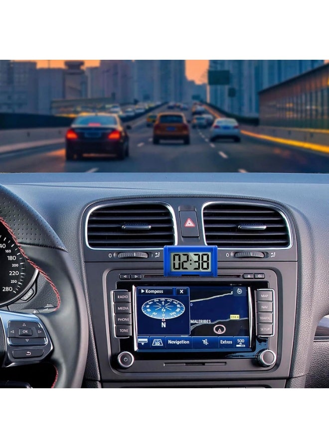 Meetion 6PCS Small Digital Clock, Vehicle Adhesive Clock with Jumbo LCD Time & Day Display, Mini Car Dashboard Clock Battery Operated for Desktop Car Truck Dashboard & Air Vent (Black) - Image 5