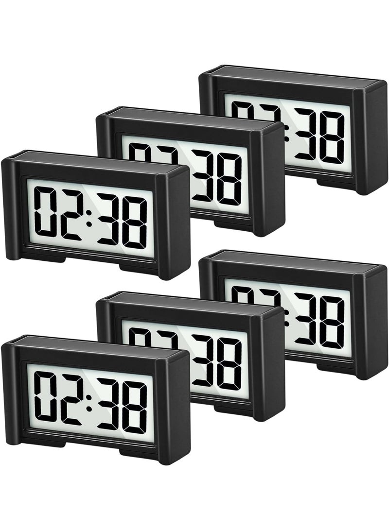 Meetion 6PCS Small Digital Clock, Vehicle Adhesive Clock with Jumbo LCD Time & Day Display, Mini Car Dashboard Clock Battery Operated for Desktop Car Truck Dashboard & Air Vent (Black) - Image 1