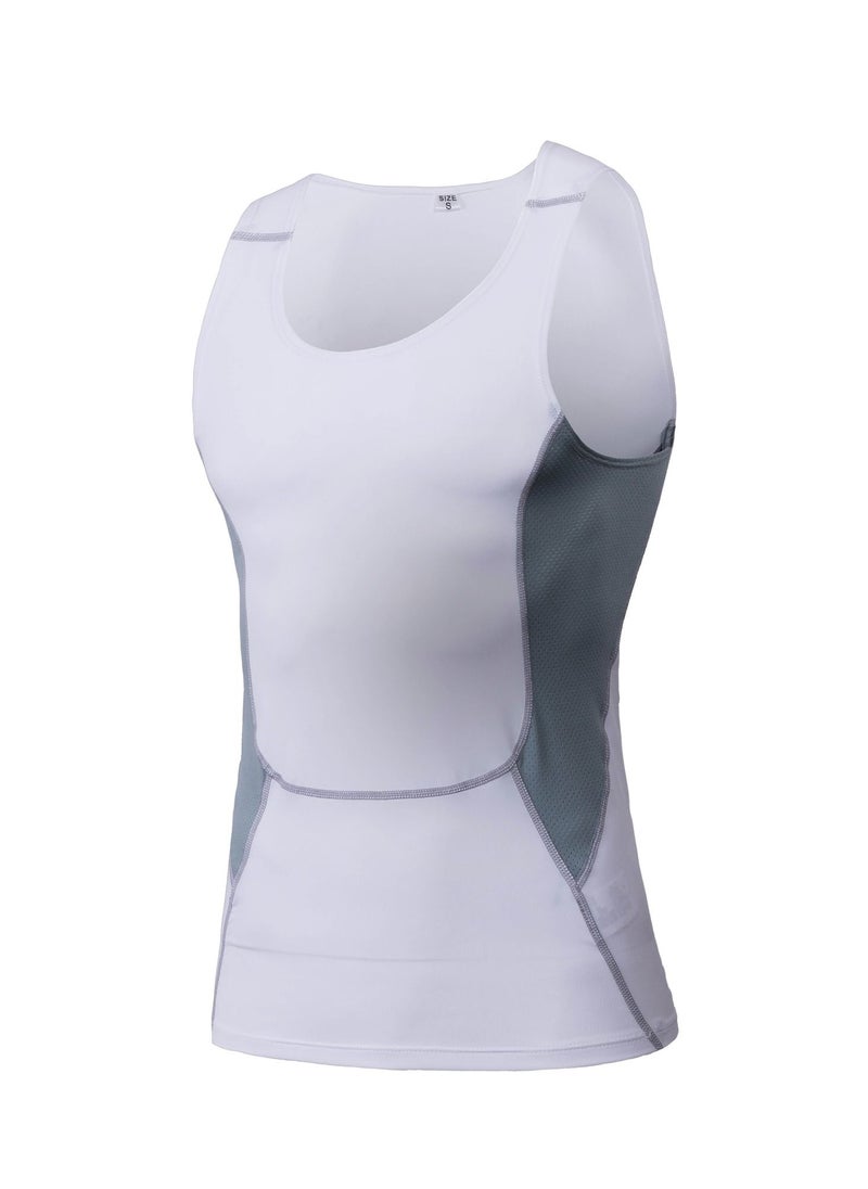 Loquat Men Quick Dry Breathable Elastic Sleeveless Shirt White  - Image 1
