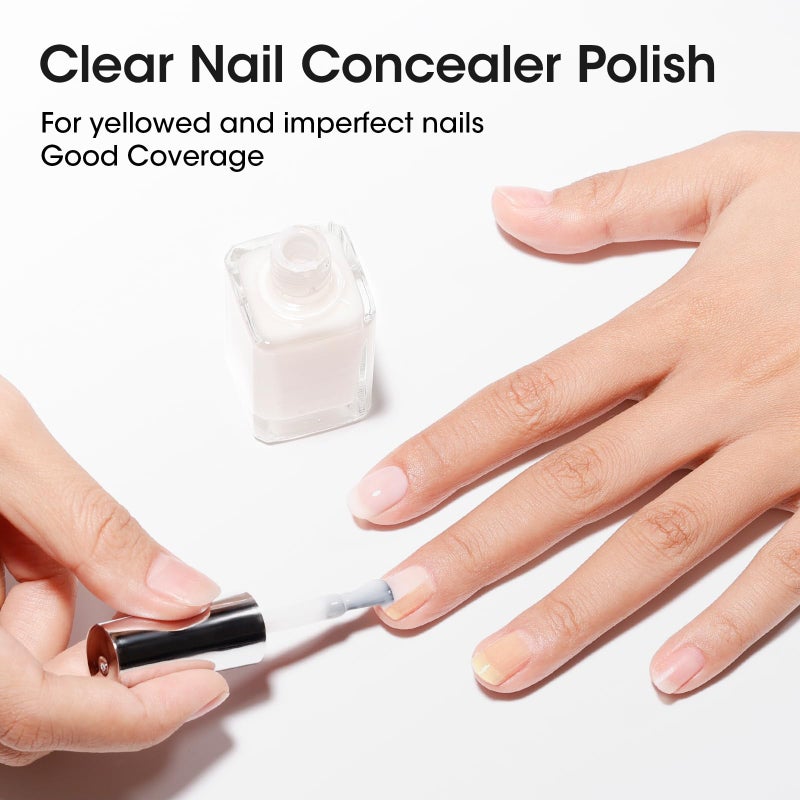 GELLEN 4-In-1 Illuminating Nail Concealer Base Coat Nail Polish Sheer Milky White | Quick Air Dry Calcium-Formula Regular Nail Polish Smooth Strengthen Natural Nails, Not UV Gel | Toxin TPO HEMA Free - Image 4