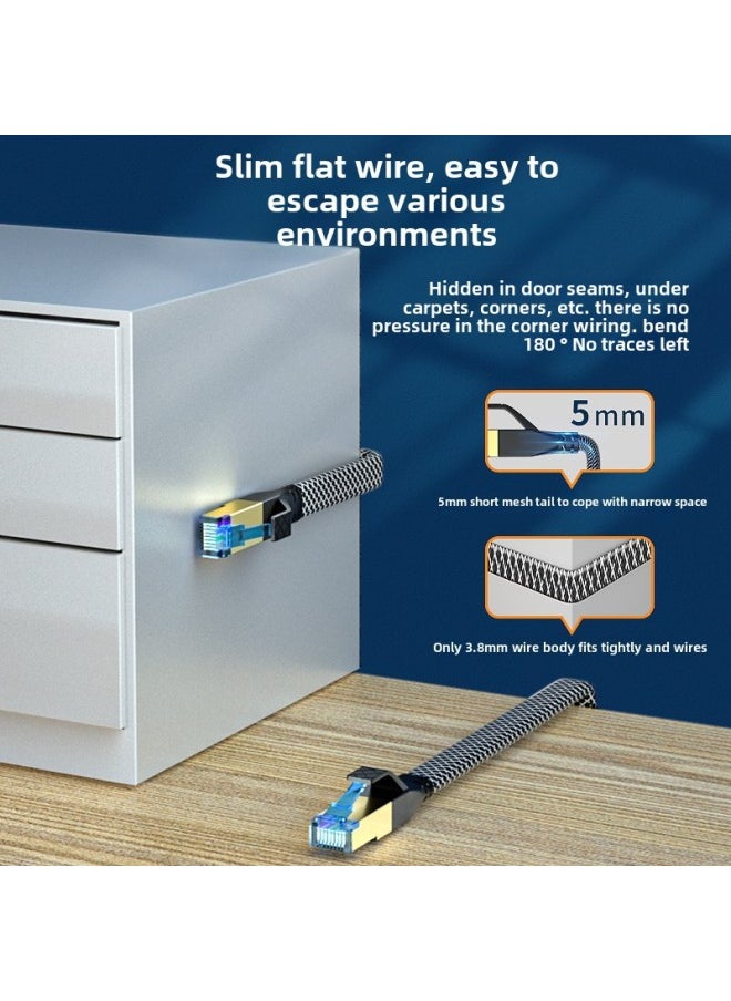 Pure Copper Cat8 Network Cable Home Use Super 8 Class 5G Network Shielded Computer Router Wire Speed Data Transfer 40Gbps-Color:Eight Types Of 10 Gigabit Network Cable [e-sports Level] Upgraded Network Plus Round Cable-Line Length:1 M  - Image 4
