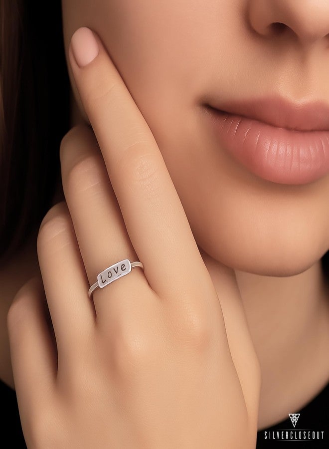 SILVERCLOSEOUT Rhodium Plated Sterling Silver Stackable Womens Love Ring Thin Stacking Rings - Size 10 - Image 4