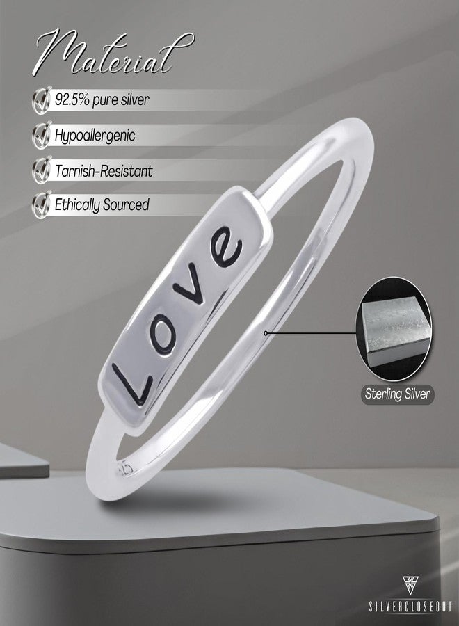 SILVERCLOSEOUT Rhodium Plated Sterling Silver Stackable Womens Love Ring Thin Stacking Rings - Size 10 - Image 2