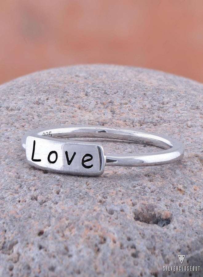 SILVERCLOSEOUT Rhodium Plated Sterling Silver Stackable Womens Love Ring Thin Stacking Rings - Size 10 - Image 5