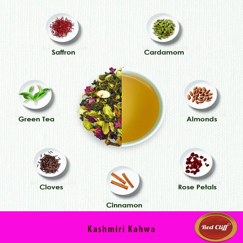 RED CLIFF Kashmiri Kahwa Tea | Combo Pack Of 2 | Blend Of Traditional Kashmiri Spices And Herbs To Boost Immunity | (Kashmiri Kahwa | 150gx2 |) - Image 3