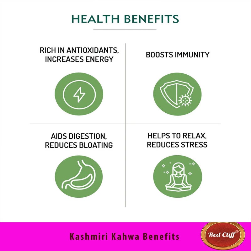 RED CLIFF Kashmiri Kahwa Tea | Combo Pack Of 2 | Blend Of Traditional Kashmiri Spices And Herbs To Boost Immunity | (Kashmiri Kahwa | 150gx2 |) - Image 4