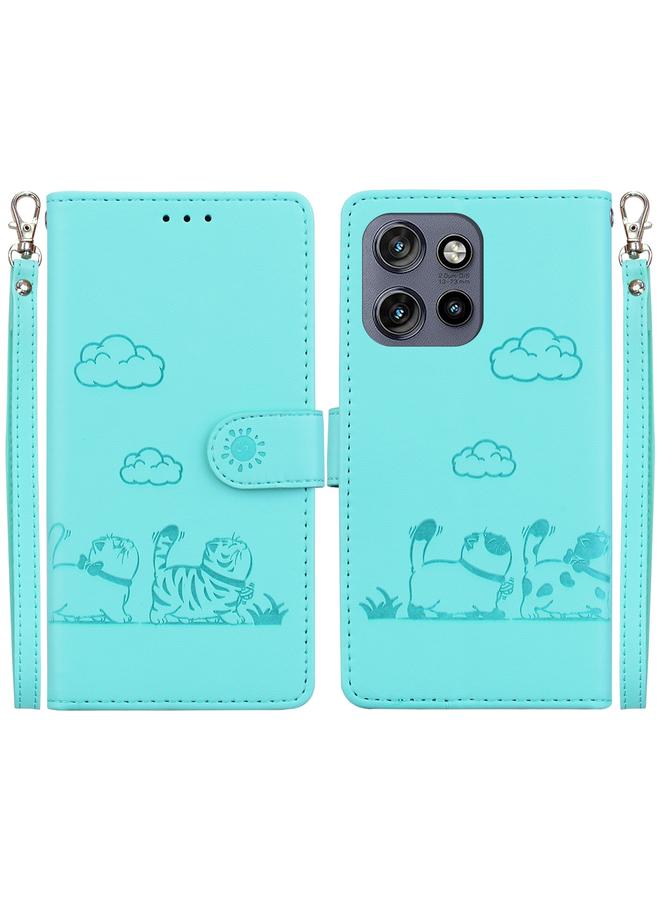 S-TOP Case For Motorola Edge 50 Neo 5G Overseas Cute Cats RFID Leather Phone Case - Image 1