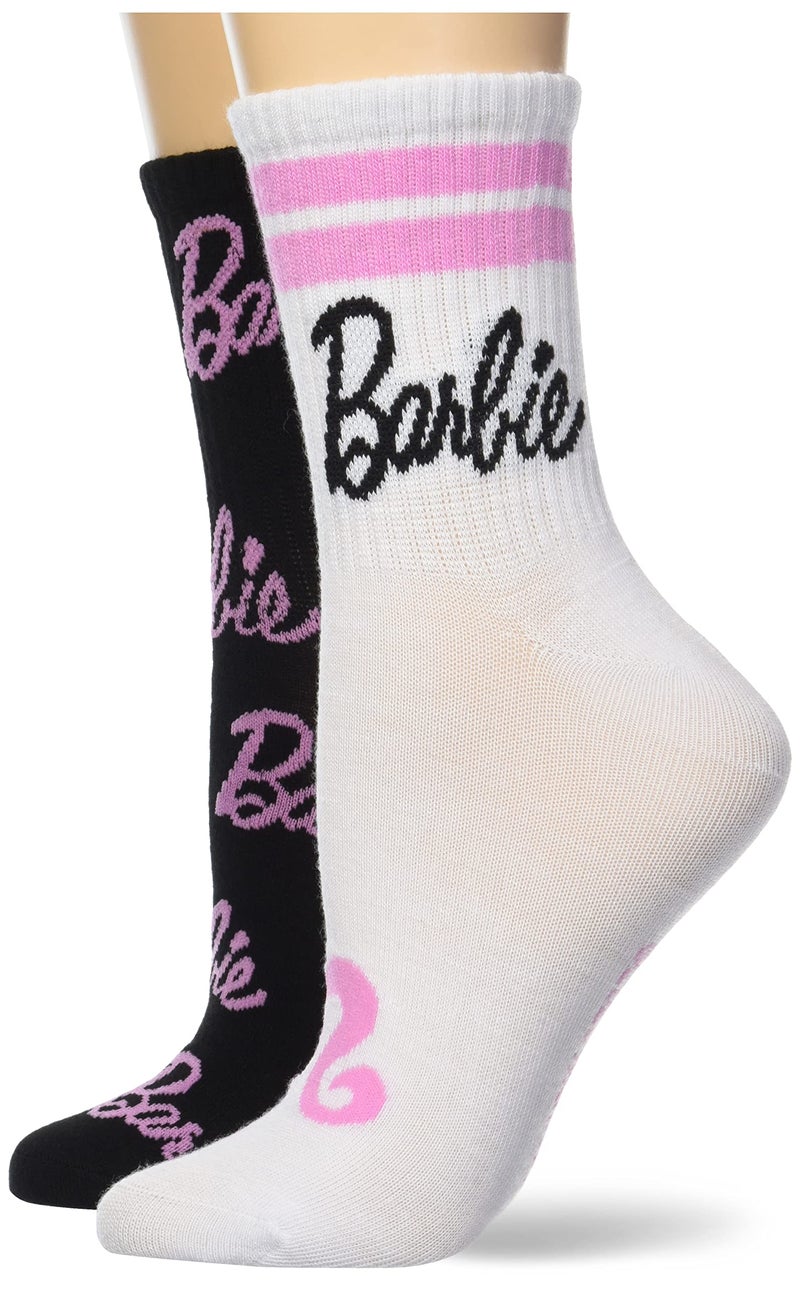 Barbie Women's Classic 2 Pack Mid Crew Socks