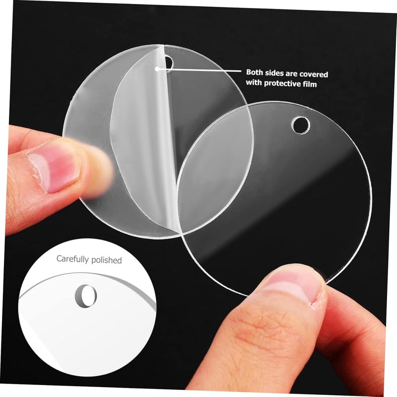 Uonlytech 120 Pcs Acrylic Keyring Blanks with Random Color Tassels for DIY Crafts Round Acrylic Pendants with Jump Rings for Keychain Making and Personalization - Image 5