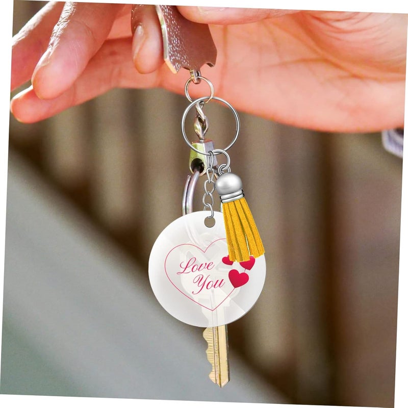 Uonlytech 120 Pcs Acrylic Keyring Blanks with Random Color Tassels for DIY Crafts Round Acrylic Pendants with Jump Rings for Keychain Making and Personalization - Image 3