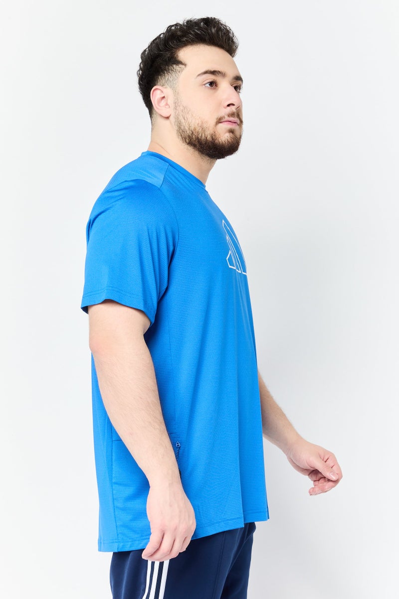 Adidas Men Sportswear Fit Short Sleeve Training T-shirt, Blue - Image 2