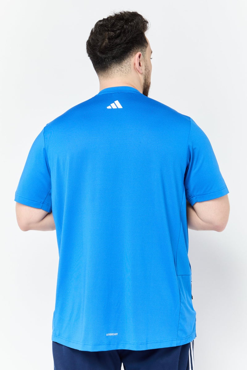 Adidas Men Sportswear Fit Short Sleeve Training T-shirt, Blue - Image 3