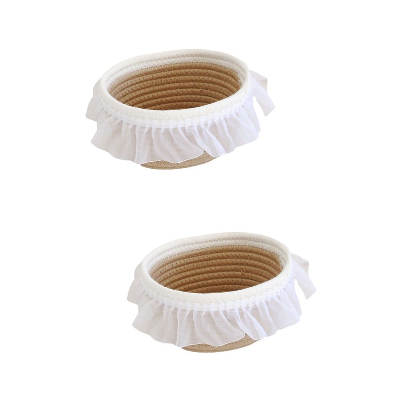 2pcs Weaving Storage Basket Woven Basket Desktop Sundries Organizer Sundries Household Basket - Image 1