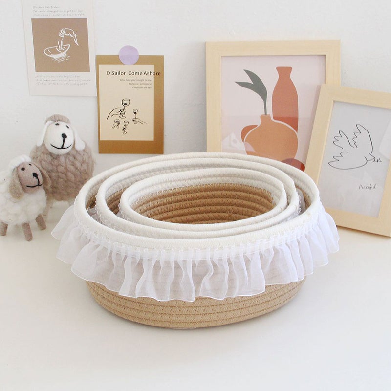 2pcs Weaving Storage Basket Woven Basket Desktop Sundries Organizer Sundries Household Basket - Image 5