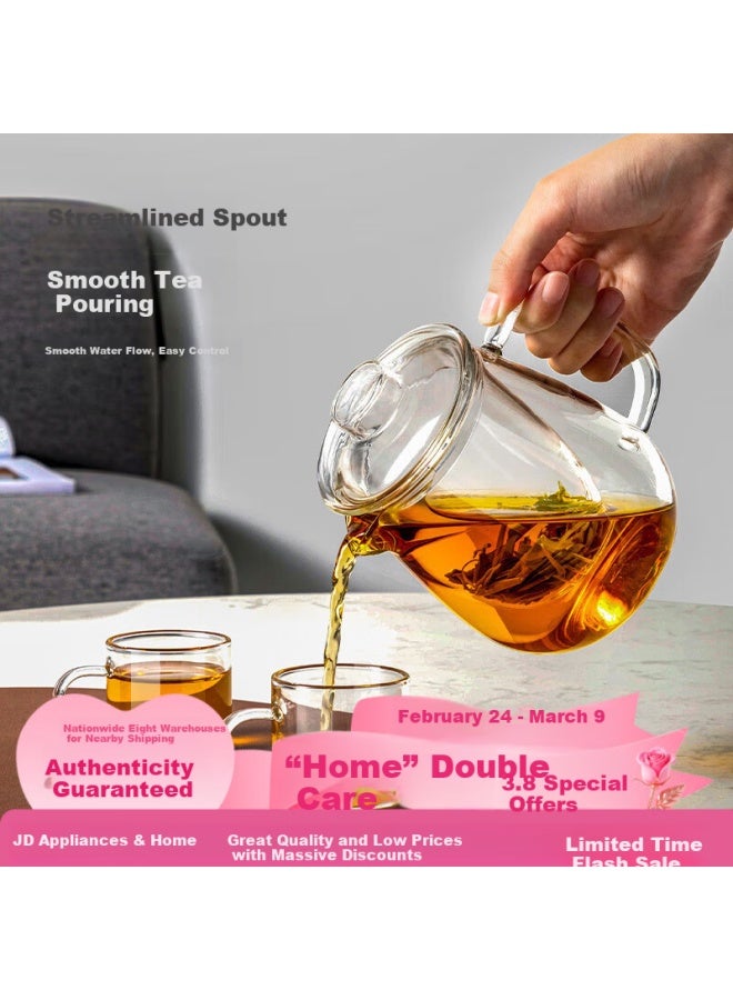 Yihutea Glass Teapot Transparent Tea Kettle With Filter For Flower Tea Home Brewing Heat-resistant Suitable For Direct Flame Heating - Image 1
