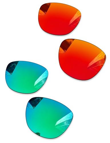 Combine8 2 Pairs Ploarized Replacement Lenses for Oakley Frogskins OO9013/Frogskins LX OO2043/Frogskins Mix OO9428/Frogskins Range OO9284 Sunglasses - Fire Red + Green - Image 1