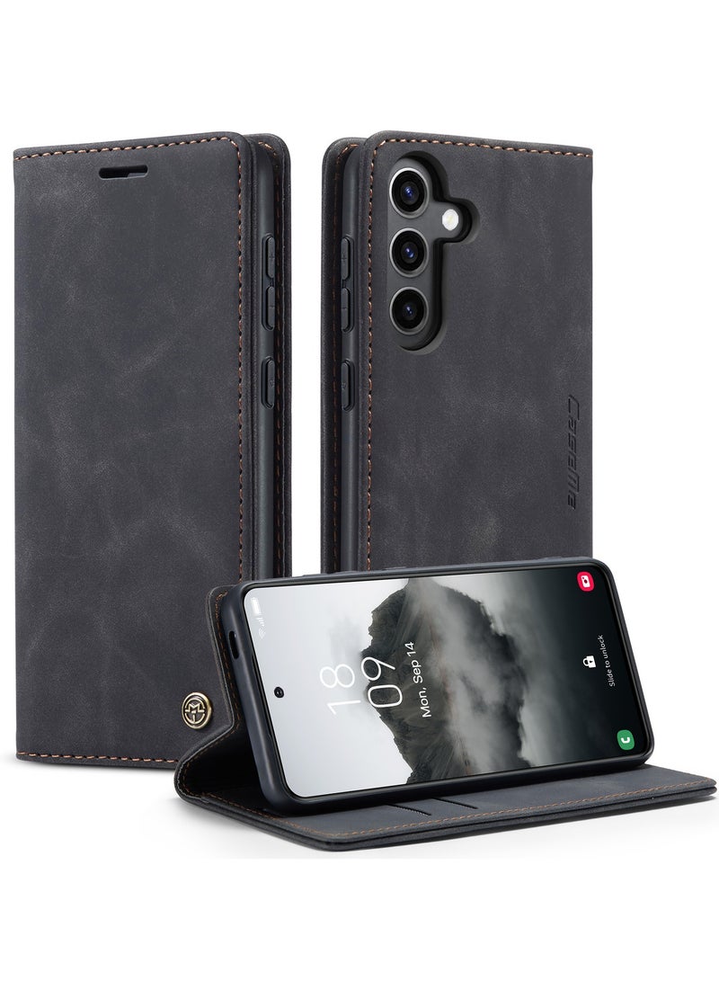 CaseMe For Samsung Galaxy S24 FE Cover, Soft PU Leather Shockproof Mobile Phone Wallet Case, Full Body Protective Flip Cover Magnetic Adsorption Back Cover - Image 1