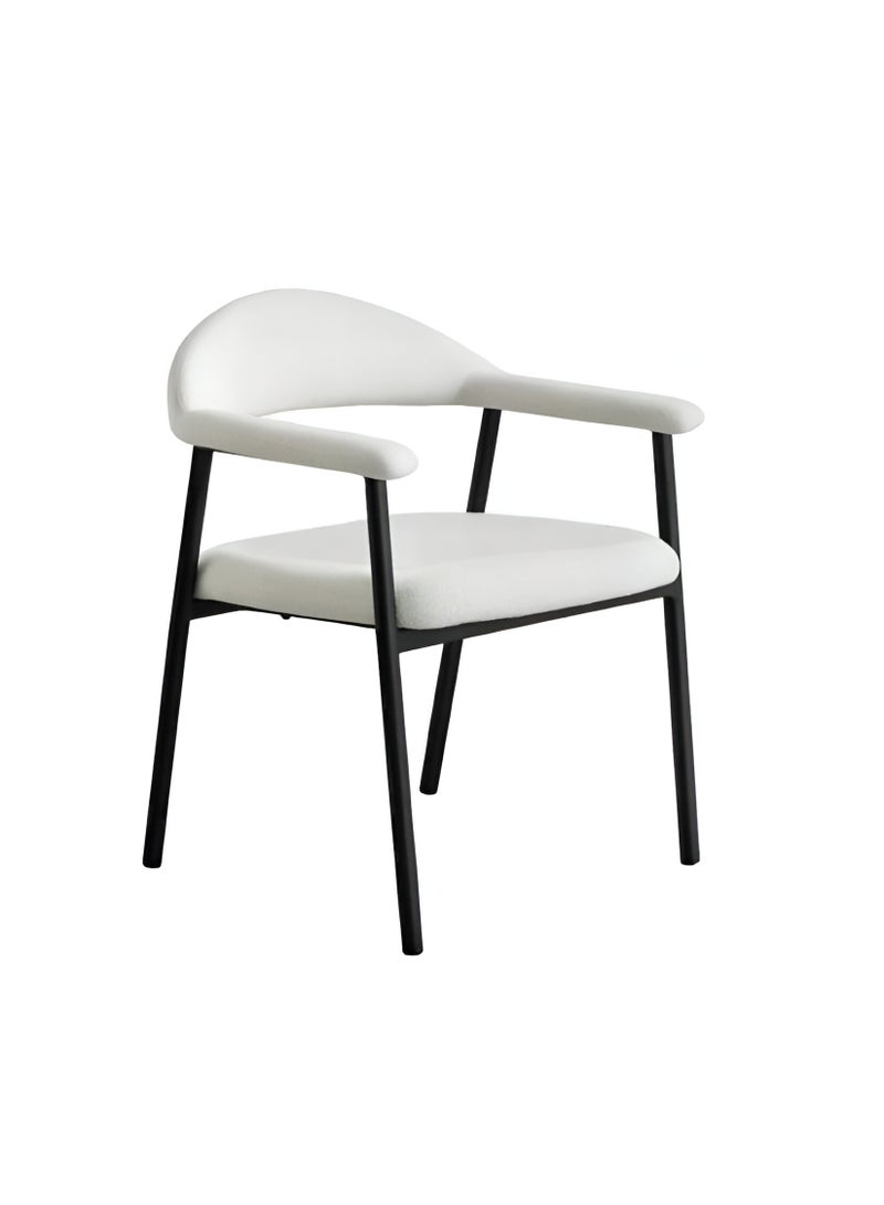 UNIKSAR Modern Boucle Fabric Upholstered Accent Armchair or Dining Chair with Matte Black Metal Frame - Ergonomic and Comfortable Seating - Image 2