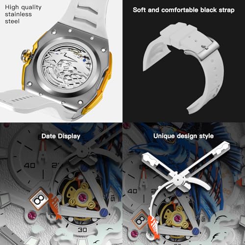 LILUOKE Fishing Watches Tuna Watch for Men – Artistic Dial, Stainless Steel Case, Waterproof Sport Watch with Silicone Strap (DT-LK9029G-03) - Image 4