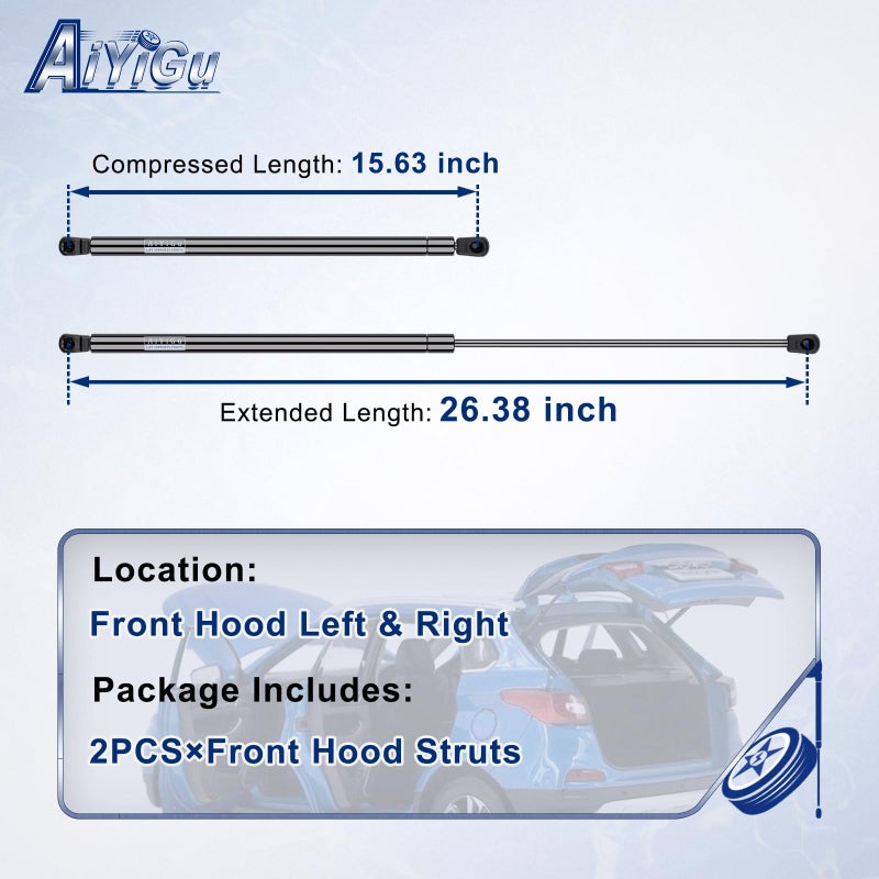 AiYiGu 6757 Front Hood Struts Shocks Lift Supports Gas Springs Compatible with Toyota 2013-2018 Avalon 2012-2017 Camry, Pack of 2 PCS, Replace SG229038 - Image 2