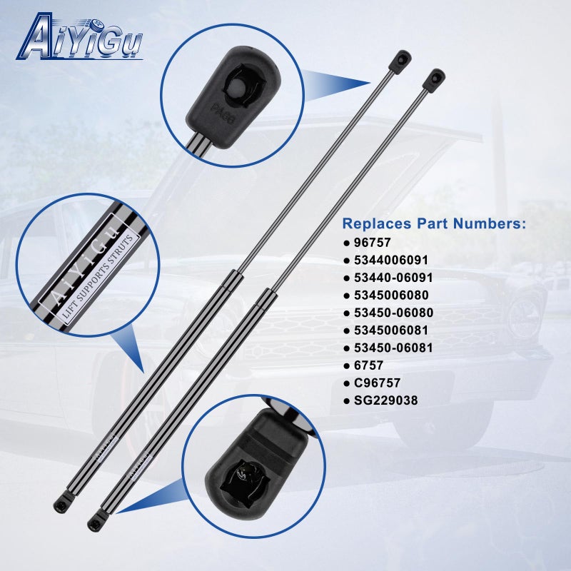 AiYiGu 6757 Front Hood Struts Shocks Lift Supports Gas Springs Compatible with Toyota 2013-2018 Avalon 2012-2017 Camry, Pack of 2 PCS, Replace SG229038 - Image 3