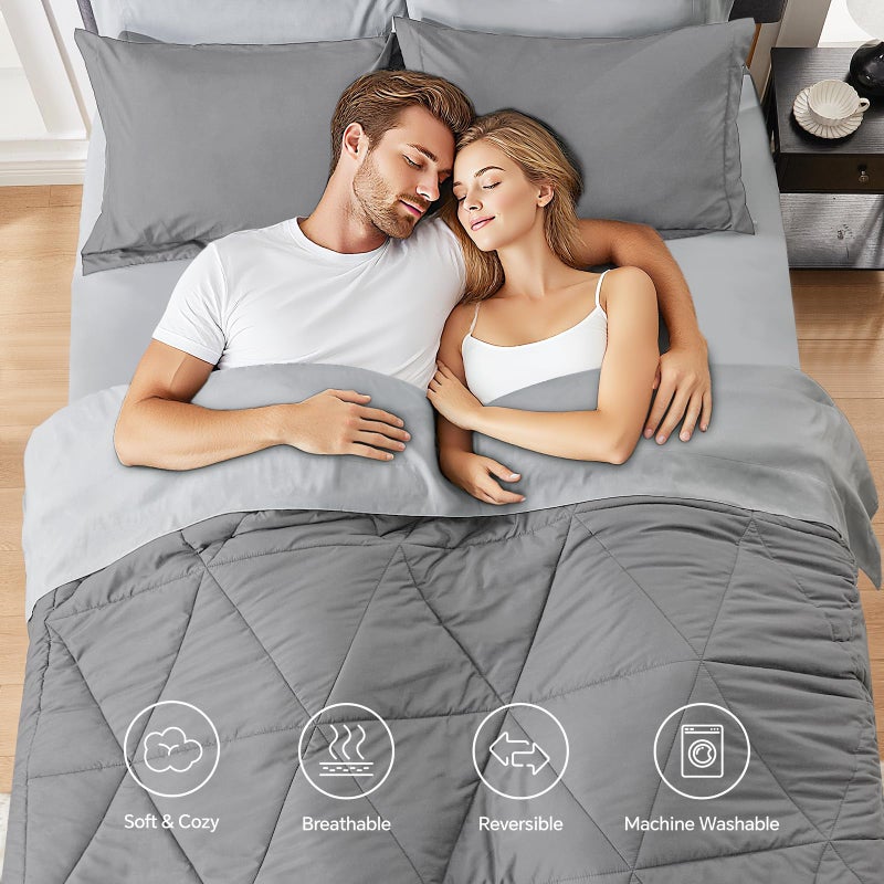 BEDELITE Queen Comforter Set 7 Pieces Bed in A Bag - Soft Microfiber Reversible Grey Bed Set with Comforters, Sheets, Pillowcases & Shams, Cozy Luxury Bedding Sets for All Season - Image 2