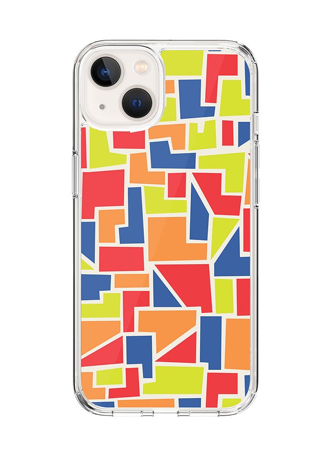 Stylizedd - Classic Clear for Apple iPhone 14 Case Hybrid Soft Cover Flexible Edges Anti Drop TPU PC Gel Thin Transparent Cover [ Designed for Apple iPhone 14 ] - Color Shapes Full Print - Image 1