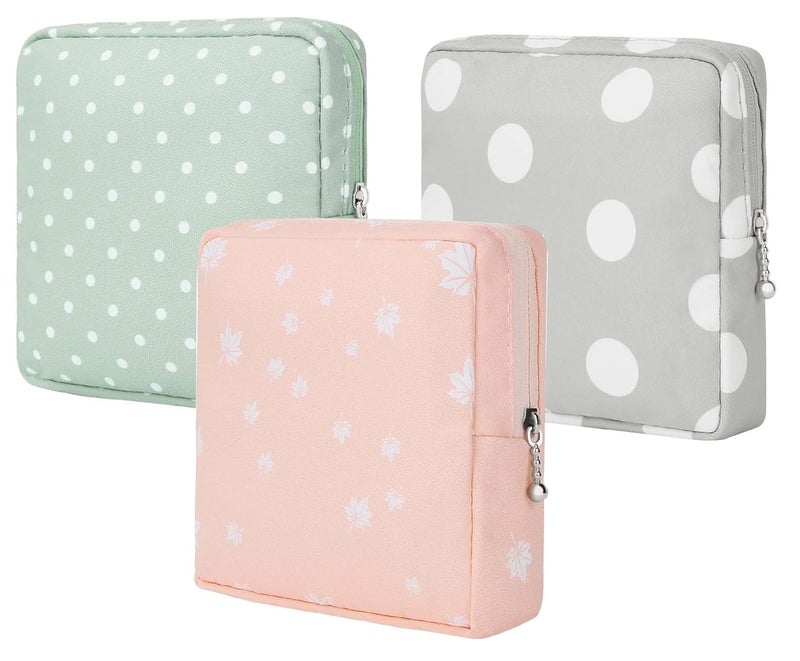 Luxula Portable Mini Fashion Nursing Sanitary Napkin Pouch Pad Holder Zipper Travel Cosmetic Makeup Jewellery Storage Bag for Girl and Women 3PCS - Image 1