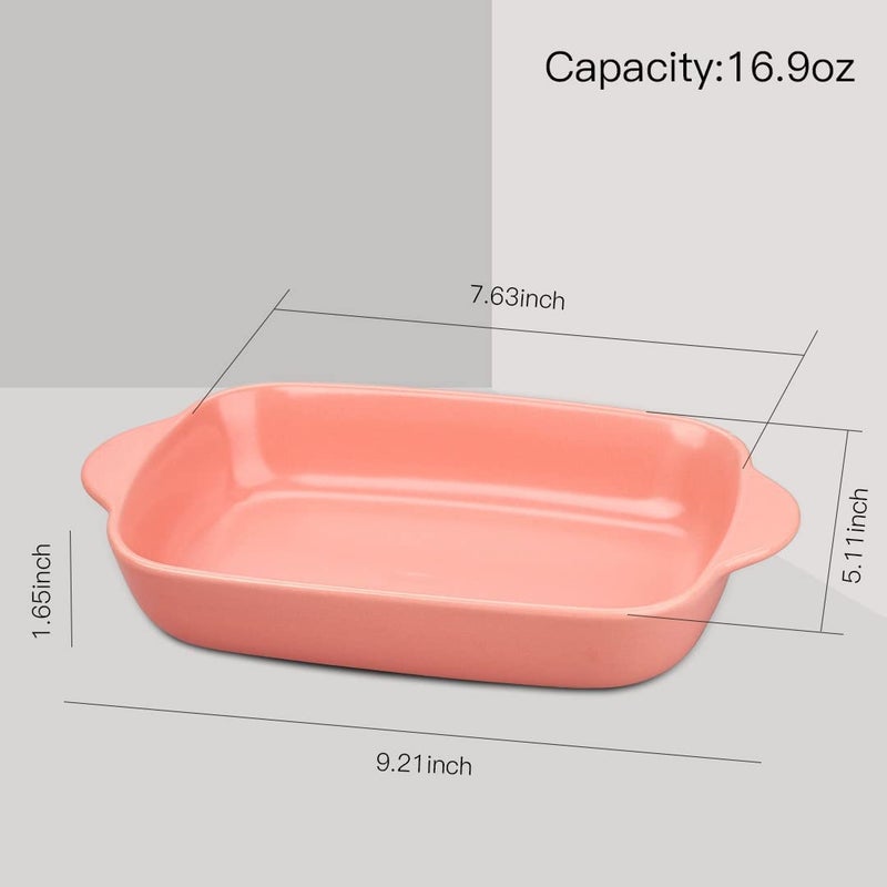 Trifecta Ceramics baking dish Matte-colored rectangular casserole dish with Handle for Oven Ceramic Baking Pan Lasagna Casserole Pan Individual Bakeware 9x5 inch (Pink And Green Pack - 2) - Image 5
