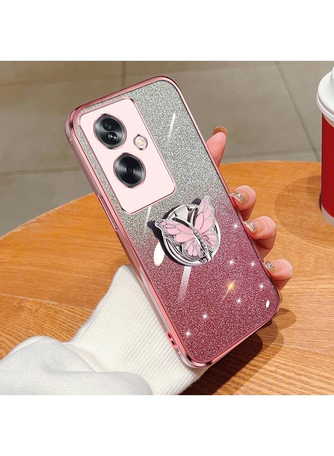 اس-توب جراب لهاتف OPPO A2، جراب هاتف TPU بحامل على شكل فراشة بلون متدرج لامع - Image 1