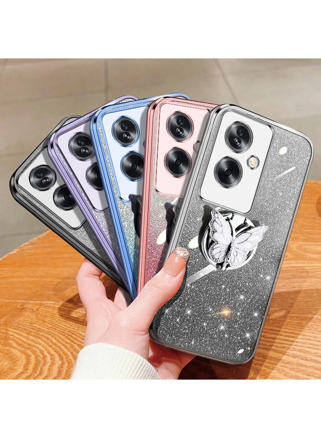 اس-توب جراب لهاتف OPPO A2، جراب هاتف TPU بحامل على شكل فراشة بلون متدرج لامع - Image 2