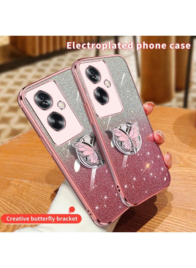 اس-توب جراب لهاتف OPPO A2، جراب هاتف TPU بحامل على شكل فراشة بلون متدرج لامع - Image 3