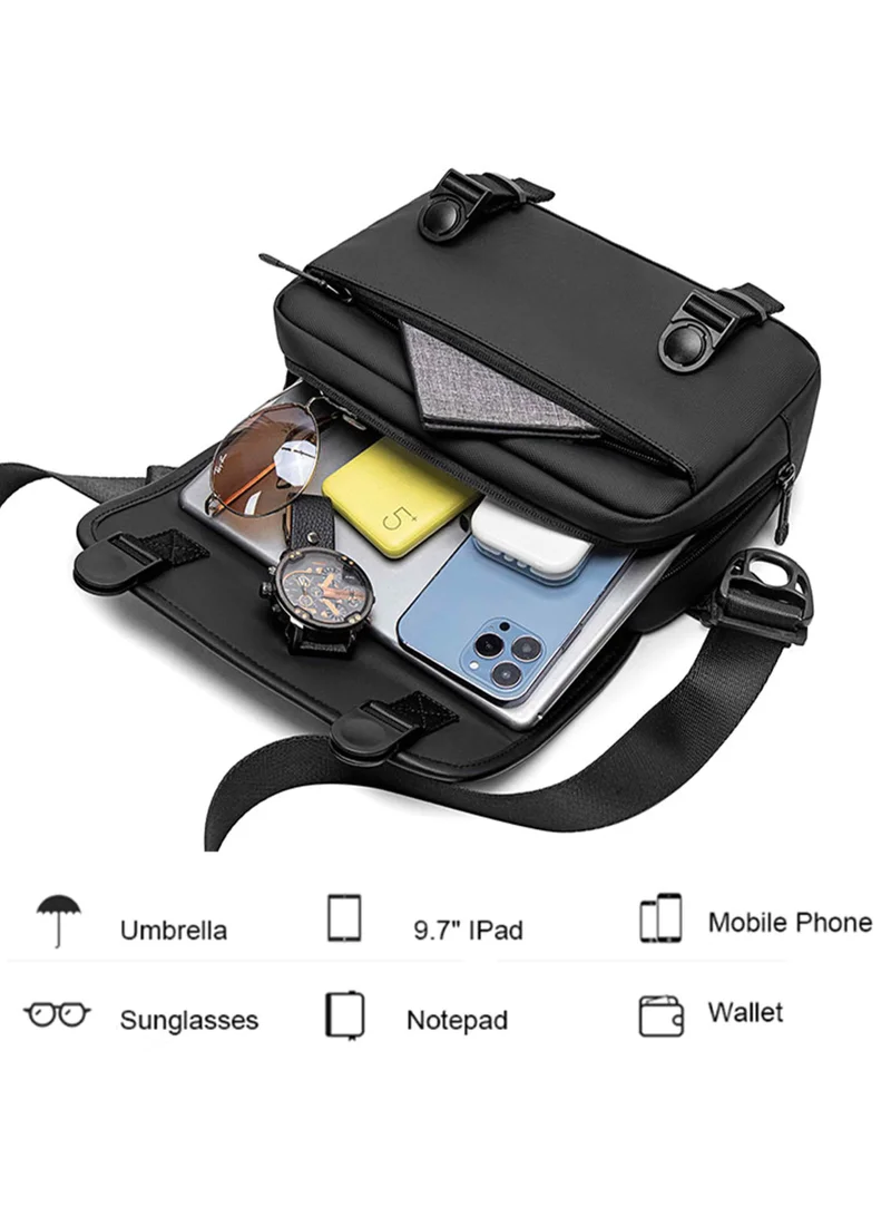Arctic Hunter  Unisex Small Shoulder Bag Durable Water-Resistant Compact Sling Bag with Multiple Compartments for Casual/ Daily/ Travel, K00568, Black  | Best Price UAE