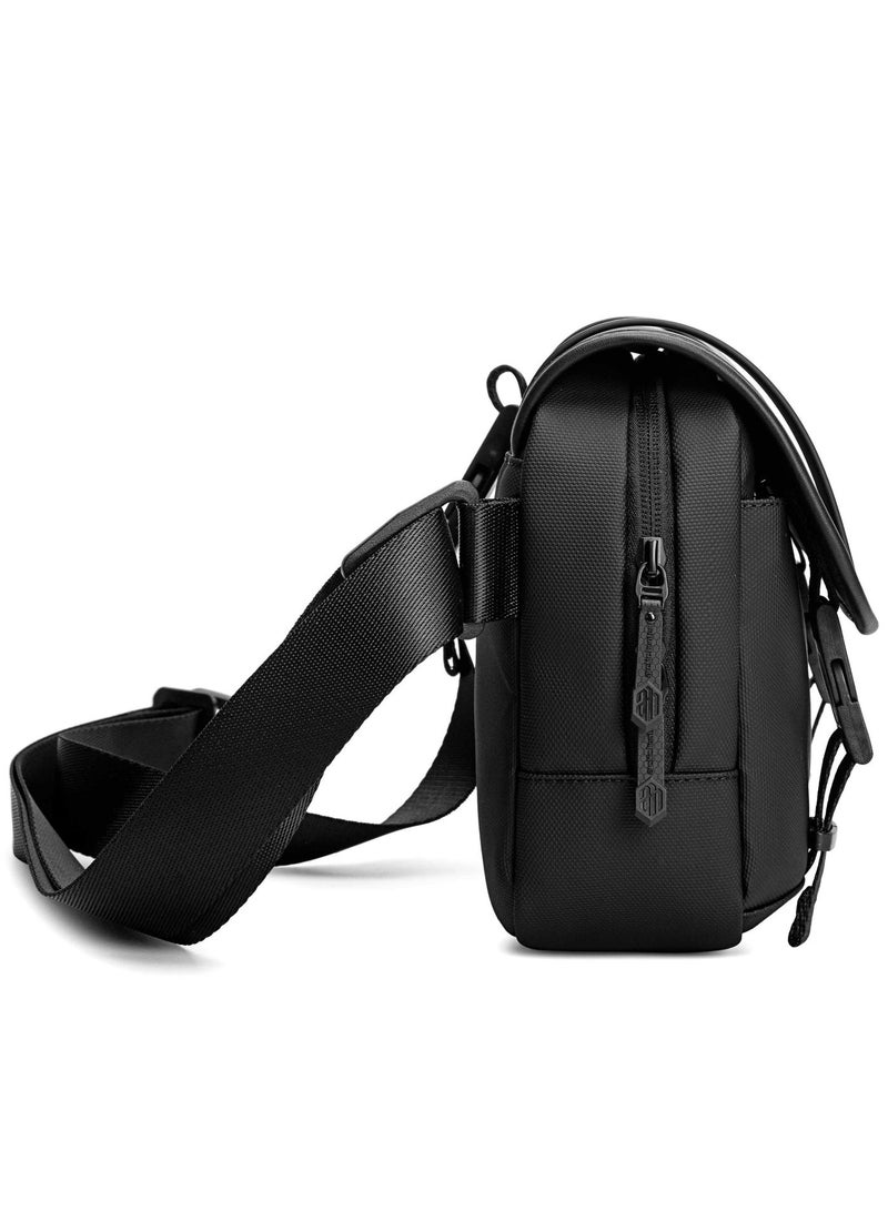 ARCTIC HUNTER Unisex Small Shoulder Bag Durable Water-Resistant Compact Sling Bag with Multiple Compartments for Casual/ Daily/ Travel, K00568, Black - Image 4