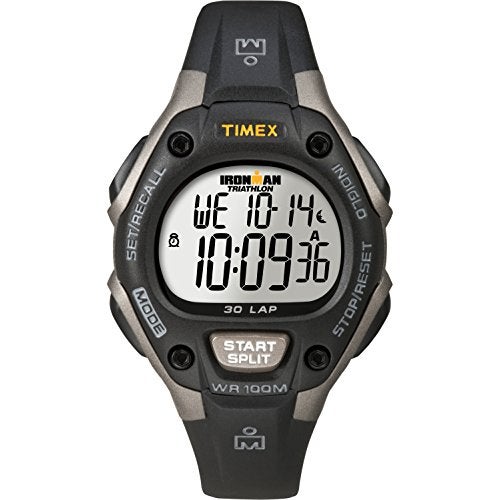 TIMEX ساعة تيمكس للجنسين T5E961 آيرون مان كلاسيك 30 بحزام ريسين أسود/رمادي بحجم متوسط - Image 1
