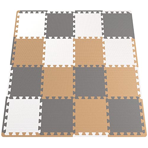 Angels Soft Foam Baby Play Mats Tiles 32 pcs Set covers over 46x46 Playmat Multi Use Create Build A Safe Area Interlocking Jigsaw Puzzle eva NonToxic Floor for Toddler Infant Kids Toy Room Yard - Image 1