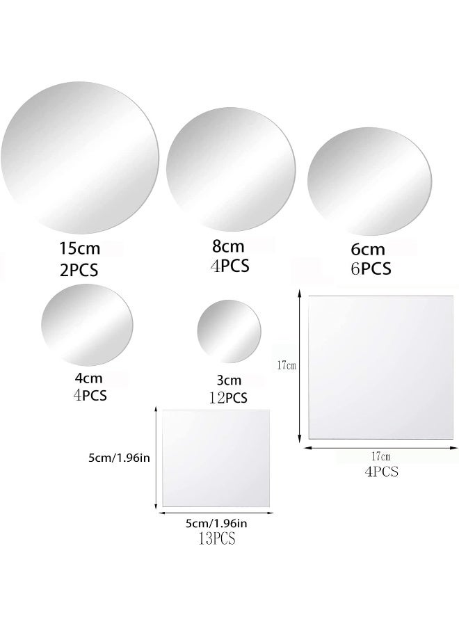 TPGP 45 Pieces Round Mirror Sheets Self-Adhesive Mirror Stickers - Image 2