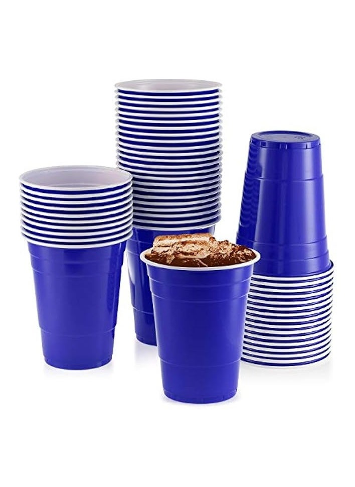 erorex Blue Cups, [50 Pack] 16 oz Disposable Plastic Cup, Big Birthday Party Cups  - Image 1