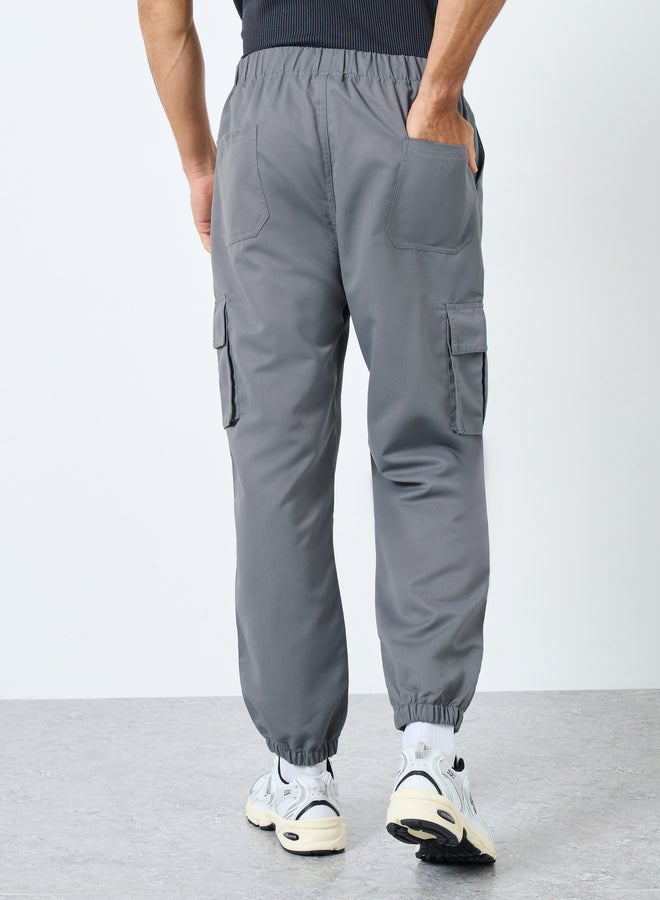 Take Two Solid Relaxed Fit Cargo Pants with Drawstring - Image 4