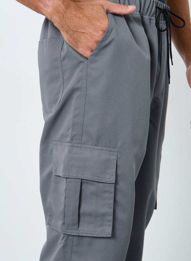 Take Two Solid Relaxed Fit Cargo Pants with Drawstring - Image 3