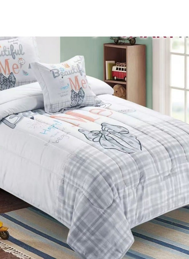 SMART HOME 4 Piece Reversible Plush Medium Quilted Kids Comforter Set Fitted Sheet 130X170cm Fits Single Bed for Boys and Girls Made of 100% Microfiber - Image 4