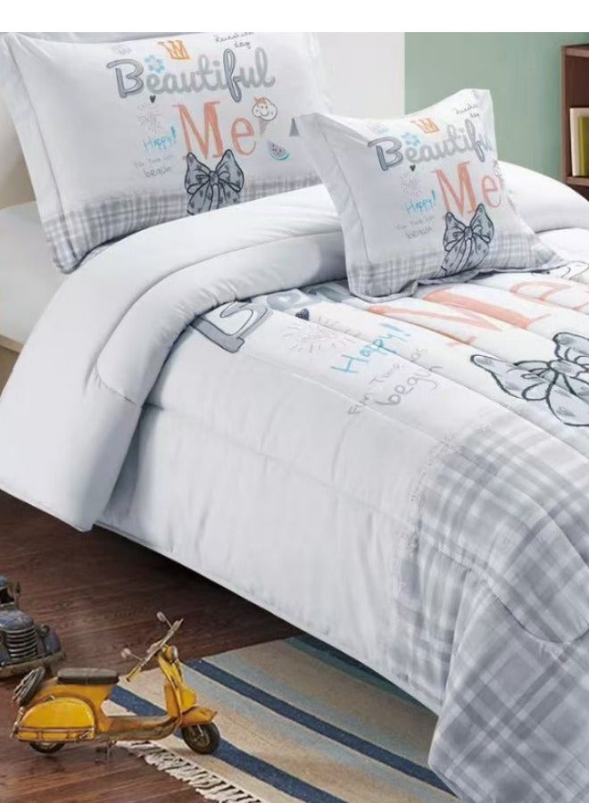 SMART HOME 4 Piece Reversible Plush Medium Quilted Kids Comforter Set Fitted Sheet 130X170cm Fits Single Bed for Boys and Girls Made of 100% Microfiber - Image 5