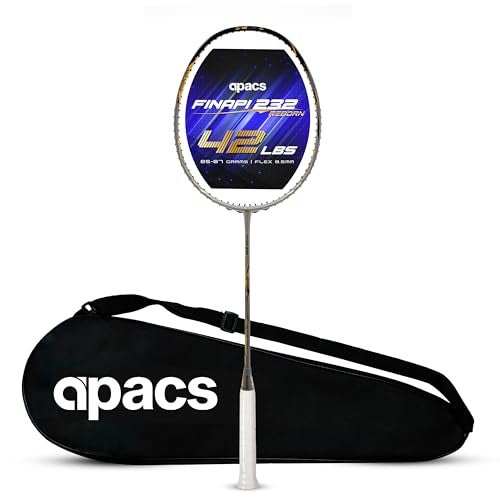 Apacs Finapi 232 Reborn (Unstrung, 42 LBS Mega Tension, World's Toughest Frame) Power Series Badminton Racket | Made with 100% Japanese Ultra Graphite Badminton Racquet with Full Cover (Grey) - Image 1