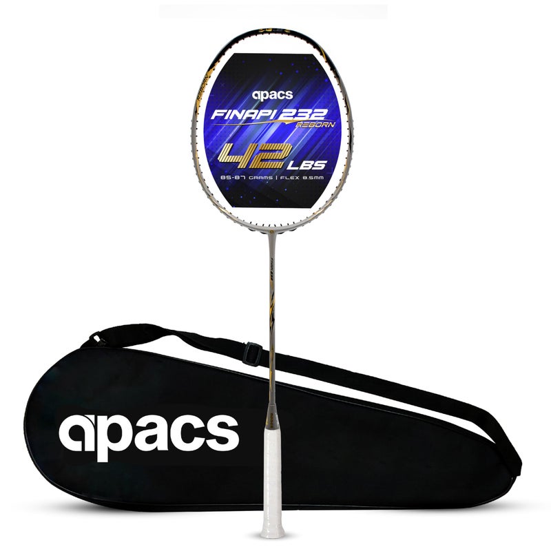 Apacs Finapi 232 Reborn (Unstrung, 42 LBS Mega Tension, World's Toughest Frame) Power Series Badminton Racket | Made with 100% Japanese Ultra Graphite Badminton Racquet with Full Cover (Grey) - Image 5