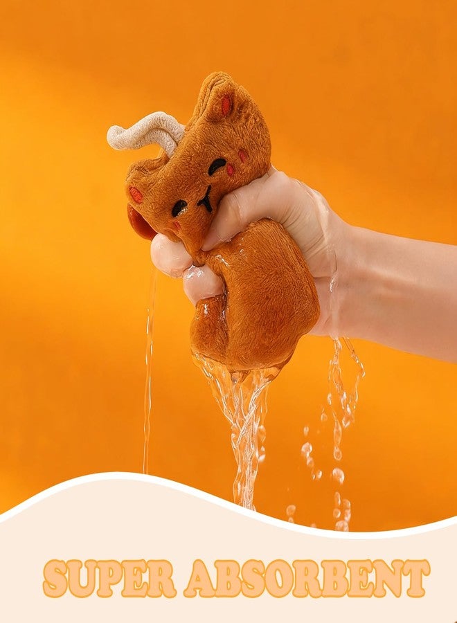 Tyrafry Cute Cat Hand Towels, Bathroom Towels with Hanging Loop, Children Hand Towel Animals, Microfiber Coral Fleece Absorbent Hand Towel for Kitchen Bathroom Bedroom, 5.9"x9.8", Turmeric - Image 5
