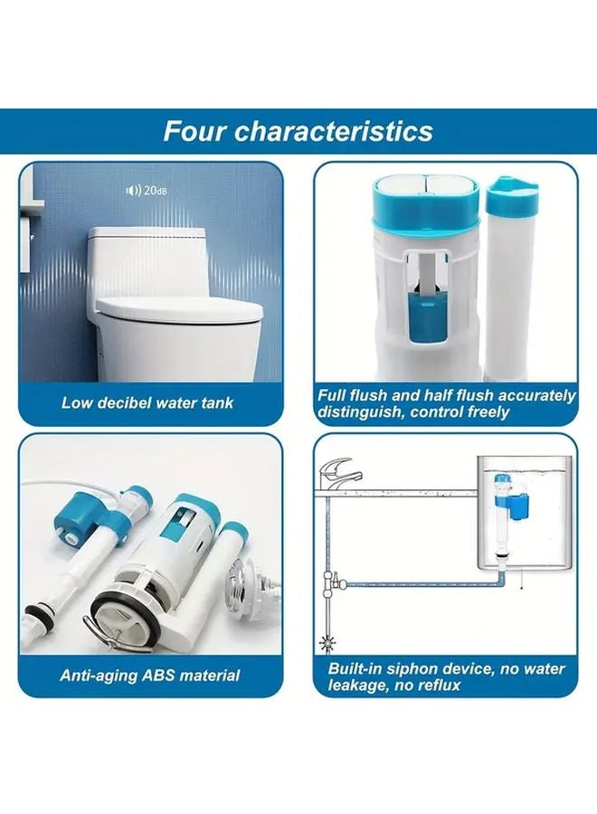 White Dual Flush Toilet Cistern Kit Leak Proof Push Button Half Full Flush Valve Easy Install - Image 5