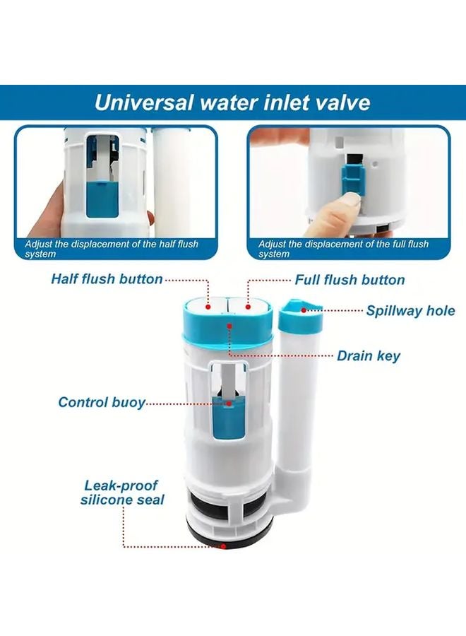 White Dual Flush Toilet Cistern Kit Leak Proof Push Button Half Full Flush Valve Easy Install - Image 2