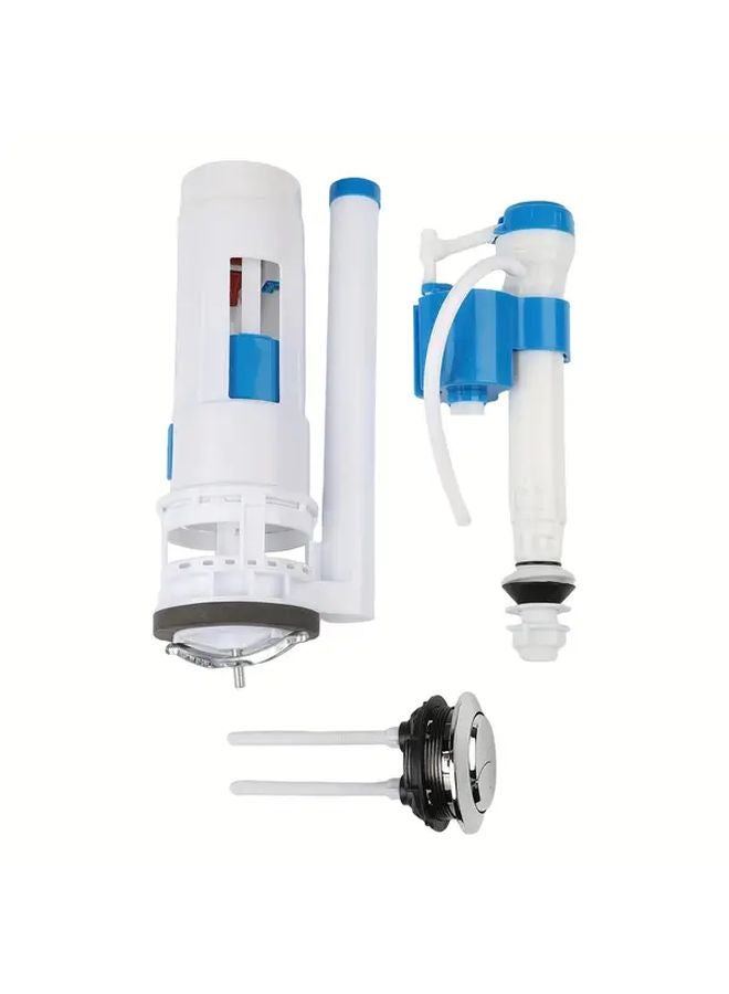White Dual Flush Toilet Cistern Kit Leak Proof Push Button Half Full Flush Valve Easy Install - Image 1