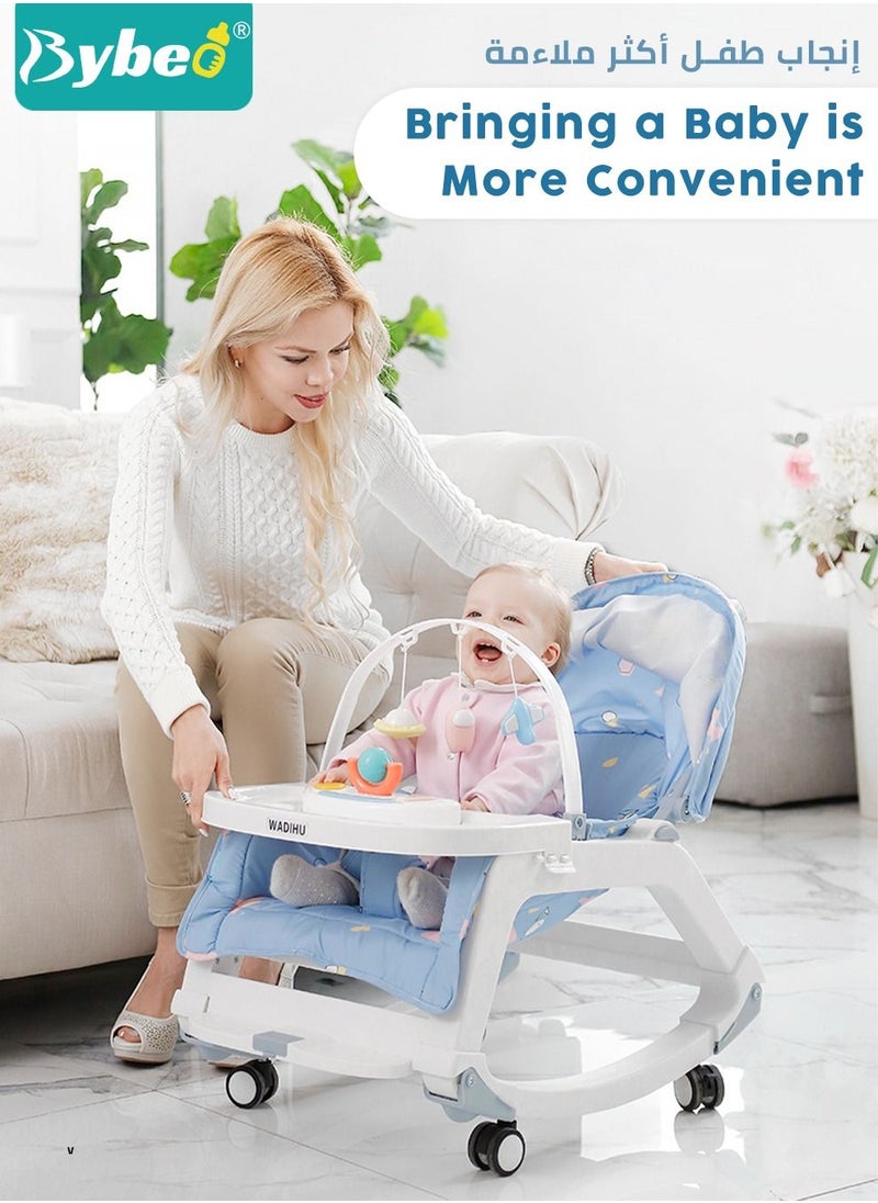 Bybeo 5 in 1 Multifunctional Baby Rocking Chair, Booster Seat, Dinning Dining Chair for Kids, Toddler Stroller With Sunshade Shede, Music and Hanging Toys  - Image 2